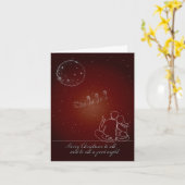 伝統的クリスマスカード，赤，カップル，サンタ カード (黄色い花)