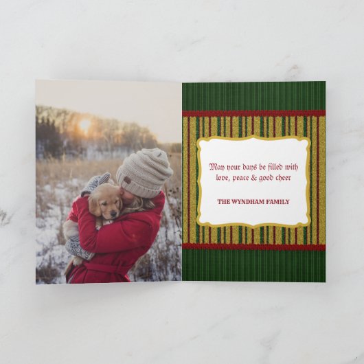 伝統的クリスマスクラシックの休日の写真フレーム カード (内部)