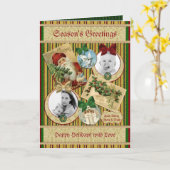 伝統的クリスマスクラシックの休日の写真フレーム カード (黄色い花)