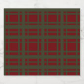 伝統的クリスマスグリーンレッド大型プレイド スパークリングワインラベル (シングルラベル)