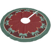 伝統的クリスマスグリーン弓（赤い円） ブラッシュドポリエステルツリースカート (アングル)