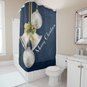 伝統的クリスマスシルバーベルシャワーカーテン シャワーカーテン (インサイチュ)