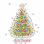 伝統的クリスマスツリーカスタムカットのビニールシール シール (正面)