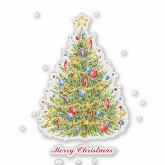 伝統的クリスマスツリーカスタムカットのビニールシール シール (正面)
