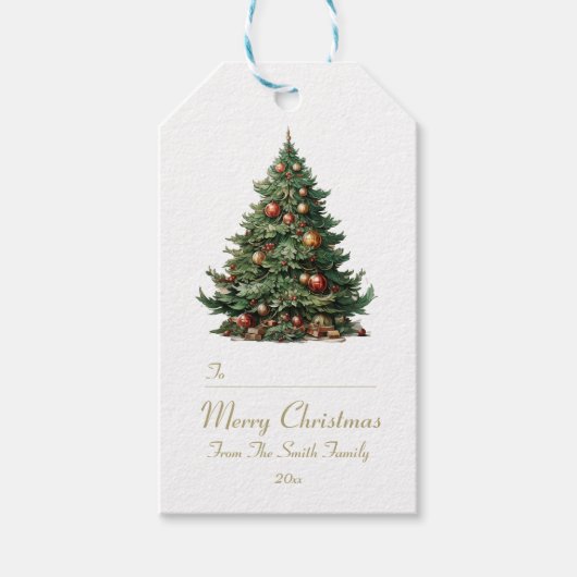伝統的クリスマスツリーギフトラベル ギフトタグ (正面)