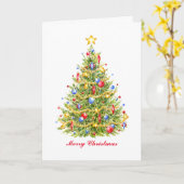 伝統的クリスマスツリーグリーティングカード カード (黄色い花)