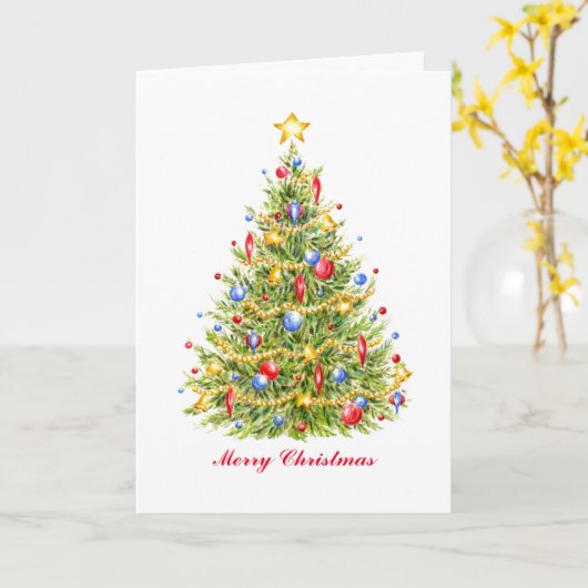 伝統的クリスマスツリーグリーティングカード カード (黄色い花)