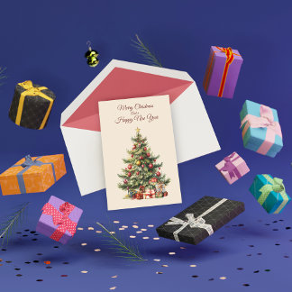 伝統的クリスマスツリーグリーティングカード サンキューカード