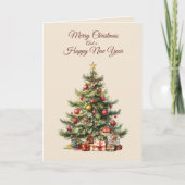 伝統的クリスマスツリーグリーティングカード サンキューカード (正面)
