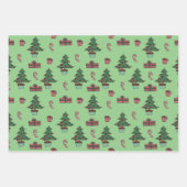 伝統的クリスマスツリー、キャンディーケーンデザインギフト ラッピングペーパーシート (正面2)