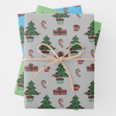 伝統的クリスマスツリー、キャンディーケーンデザインギフト ラッピングペーパーシート (インサイチュ)