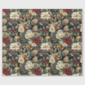 伝統的クリスマスパインフローラホリデー ラッピングペーパー (フラット)