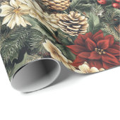 伝統的クリスマスパインフローラホリデー ラッピングペーパー (ロールコーナー)