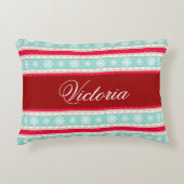 伝統的クリスマスパタパーソナライズされたーン名 アクセントクッション (正面)