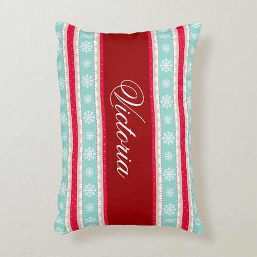伝統的クリスマスパタパーソナライズされたーン名 アクセントクッション (正面(垂直))