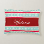 伝統的クリスマスパタパーソナライズされたーン名 アクセントクッション (裏面)