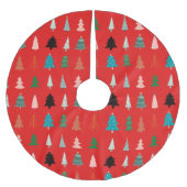 伝統的クリスマスパターンl赤l緑の木 ブラッシュドポリエステルツリースカート (正面)