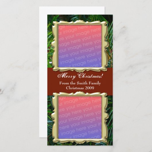 伝統的クリスマスフォトカード- 2枚の写真 シーズンカード (正面/裏面)