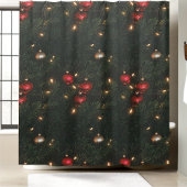 伝統的クリスマスボールデコシャワーカーテン シャワーカーテン