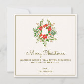 伝統的クリスマスポインセッタリース ノートカード (正面)