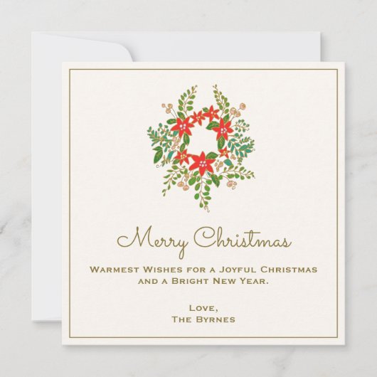 伝統的クリスマスポインセッタリース ノートカード (正面)
