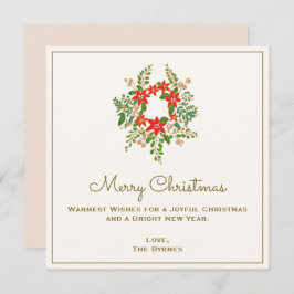 伝統的クリスマスポインセッタリース ノートカード