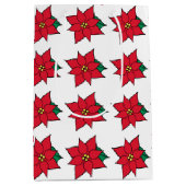 伝統的クリスマスポインセティアスホリデー抱き枕 ミディアムペーパーバッグ (正面)