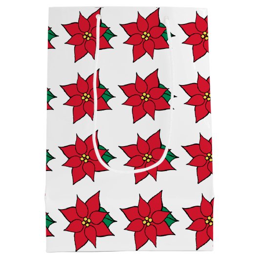 伝統的クリスマスポインセティアスホリデー抱き枕 ミディアムペーパーバッグ (裏面)