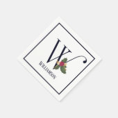 伝統的クリスマスモノグラムイニシャルW紙 スタンダードカクテルナプキン (角)