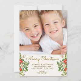 伝統的クリスマスリースワンフォト ノートカード