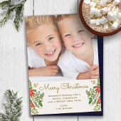 伝統的クリスマスリースワンフォト ノートカード