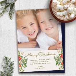 伝統的クリスマスリースワンフォト ノートカード