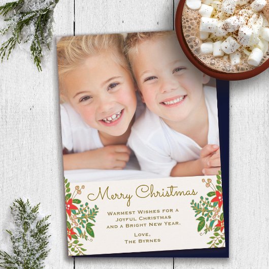 伝統的クリスマスリースワンフォト ノートカード