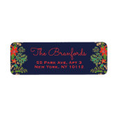 伝統的クリスマスリース海軍 ラベル (正面)