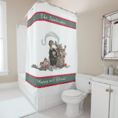伝統的クリスマスヴィンテージオールドワールドサンタ シャワーカーテン (インサイチュ)