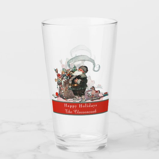 伝統的クリスマスヴィンテージサンタクロースホリデイ タンブラーグラス (正面)