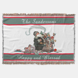 伝統的クリスマスヴィンテージサンタファミリー名 スローブランケット
