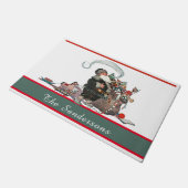 伝統的クリスマスヴィンテージサンタファミリー名 ドアマット (アングル)