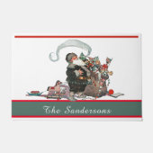 伝統的クリスマスヴィンテージサンタファミリー名 ドアマット (正面)