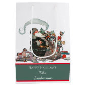 伝統的クリスマスヴィンテージサンタファミリー名 ミディアムペーパーバッグ (裏面)