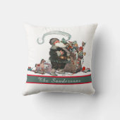 伝統的クリスマスヴィンテージサンタファミリー名B クッション (裏面)