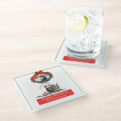 伝統的クリスマスヴィンテージサンタフォトホリデー ガラスコースター (アングル)