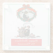 伝統的クリスマスヴィンテージサンタフォトホリデー ガラスコースター (裏面)