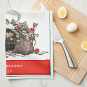伝統的クリスマスヴィンテージサンタフォトホリデー キッチンタオル (四つ折り)