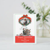 伝統的クリスマスヴィンテージサンタフォトホリデー シーズンポストカード (スタンド正面)