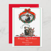 伝統的クリスマスヴィンテージサンタフォトホリデー シーズンポストカード (正面/裏面)