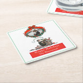 伝統的クリスマスヴィンテージサンタフォトホリデー スクエアペーパーコースター (アングル)