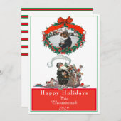 伝統的クリスマスヴィンテージサンタ写真 シーズンカード (正面/裏面)