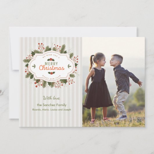 伝統的クリスマス写真ホリデーカード シーズンカード (正面)