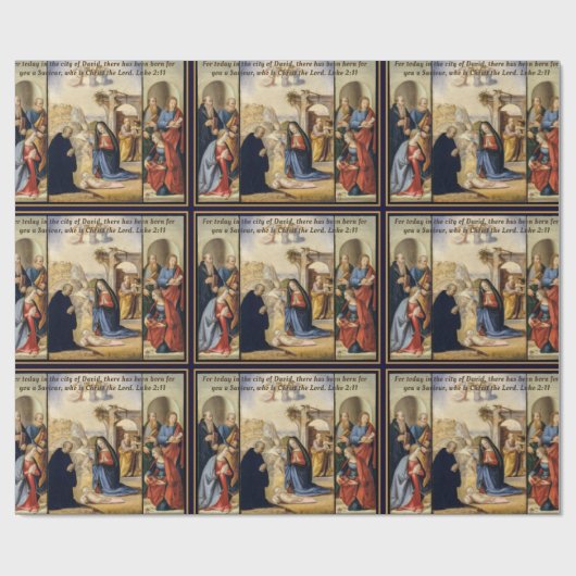 伝統的クリスマス出生絵画ズ ラッピングペーパー (フラット)